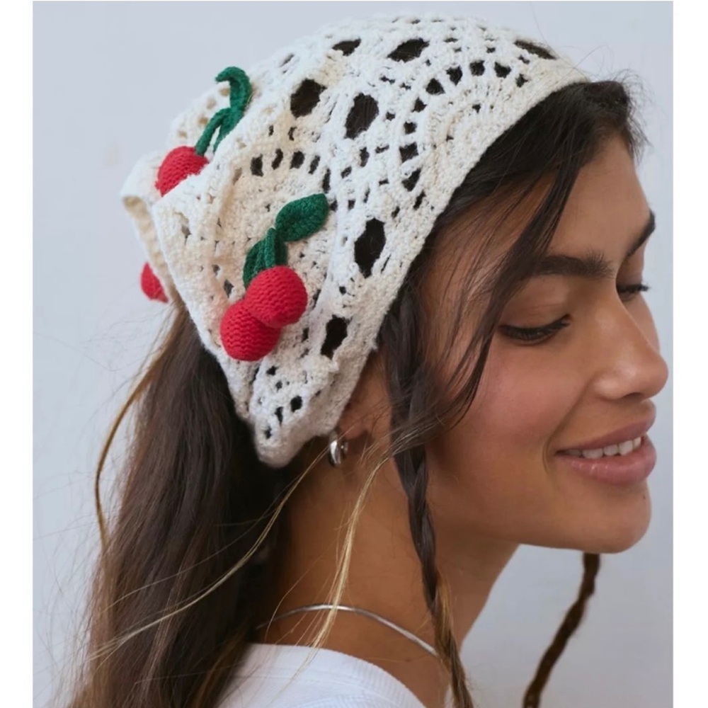 ISO- Urban Outfitters 3D Red Cherry Crochet Headscarf
